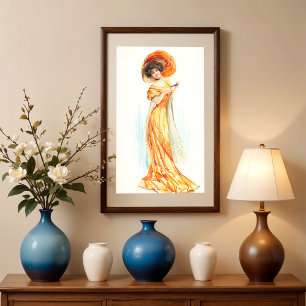 Lady in a yellow dress poster