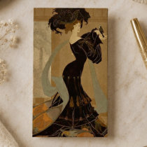 Lady in Black Business Card Template