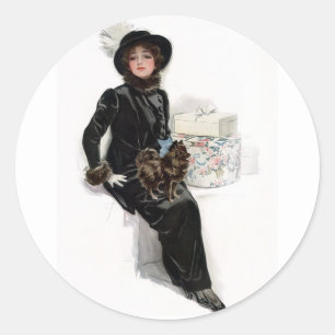 Lady in Black Classic Round Sticker