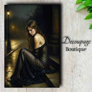 Lady in Black Gothic Romance Decoupage Tissue Paper