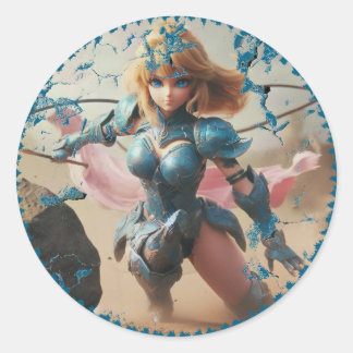 Lady in Blue Armour Classic Round Sticker