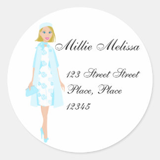Lady In Blue Classic Round Sticker