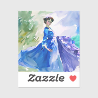 Lady in Blue Dress - Watercolor Painting