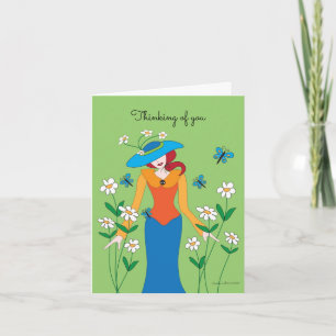 Lady in Blue  Hat Note Card