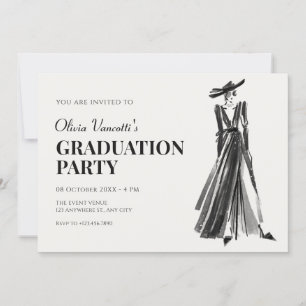 Lady in Elegant Gown fashion graduation Invitation