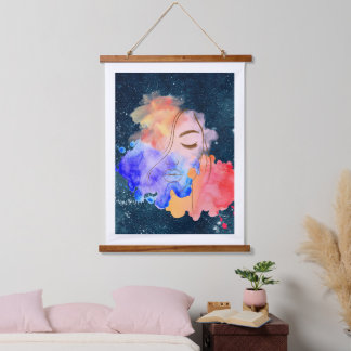 Lady in Face abstract Hanging Tapestry