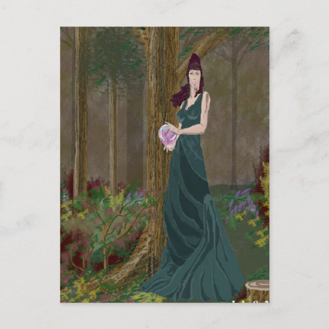 Lady in Forrest Green Dress Postcard (Front)
