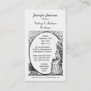 Lady in Garden Vintage Art Nouveau Filigree Business Card