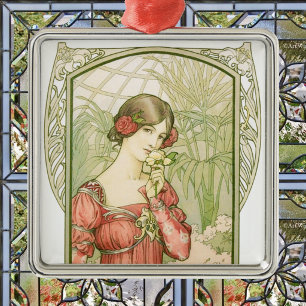 Lady in greenhouse metal tree decoration