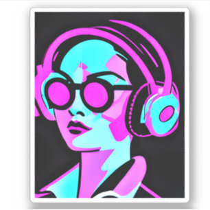 Lady in Headphones Jamming to Music