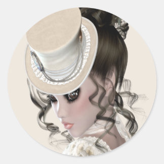 Lady In Lace Classic Round Sticker