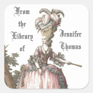 Lady In Pink Book Plate Sticker