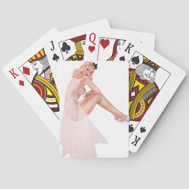 Lady In Pink Pin Up Playing Cards (Back)