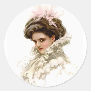 Lady in Profile Classic Round Sticker
