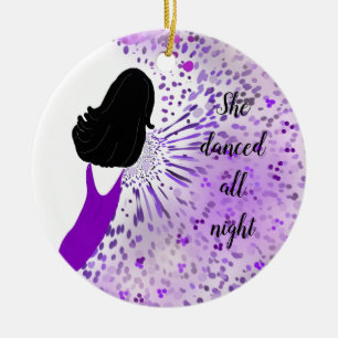 Lady in Purple Dress Ceramic Tree Decoration