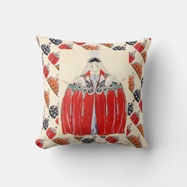 LADY IN RED ART DECO FASHION COSTUME DESIGNER CUSHION (Front)