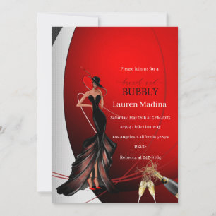 Lady in Red brunch and bubbly Invitation
