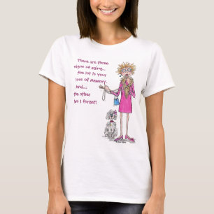 Lady in red drawing forgetful aging text T-Shirt