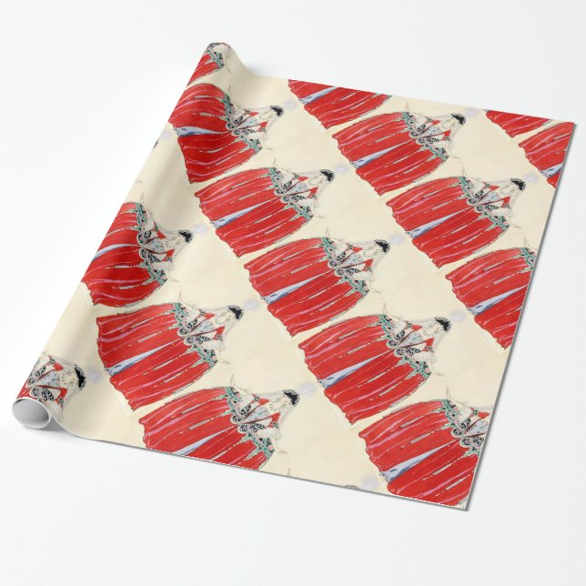 LADY IN RED FASHION COSTUME DESIGNER MAKEUP ARTIST WRAPPING PAPER (Unrolled)