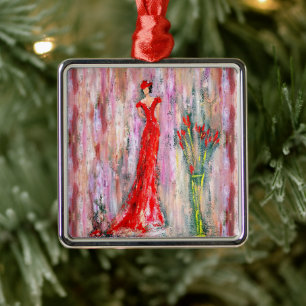 Lady in Red   Metal Tree Decoration