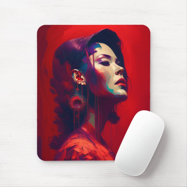 Lady In Red Mouse Mat (With Mouse)