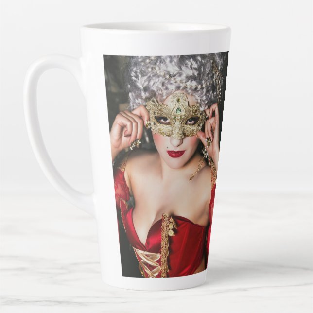 Lady in Red mug, Virginia Rose Collection Latte Mug (Left)