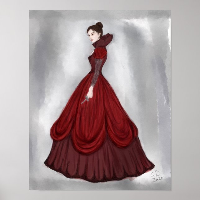 Lady In Red Poster bigger Postcard (Front)