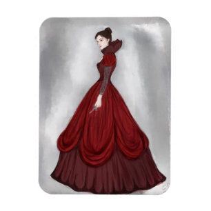 Lady In Red Poster bigger Postcard Playing Cards N Magnet