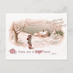 Lady in Snow in Religious Christmas Card