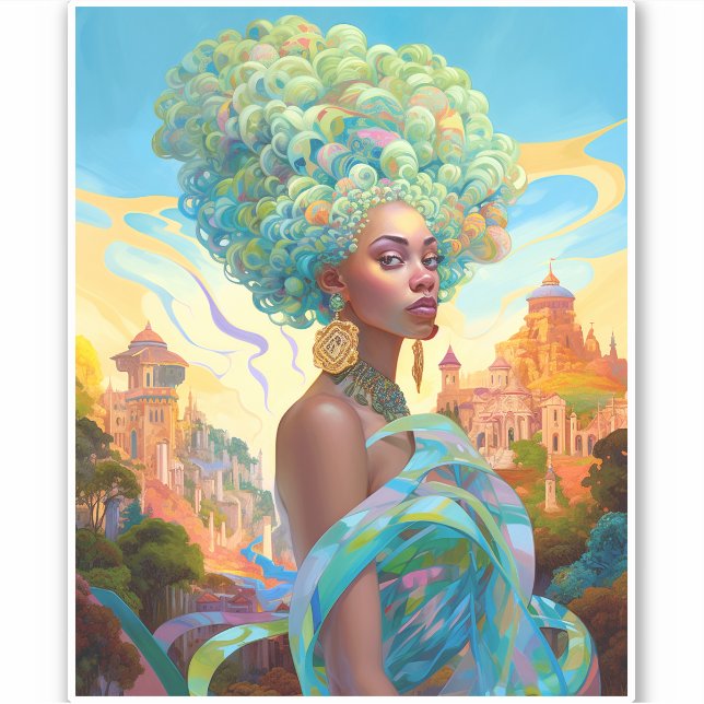 Lady In Surreal World African American Art (Front)