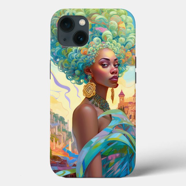 Lady In Surreal World African American Art Case-Mate iPhone Case (Back)