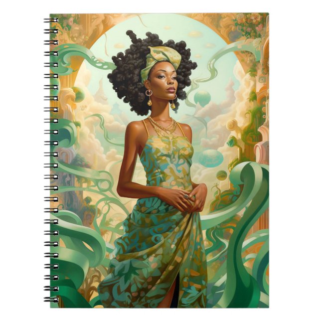 Lady In Surreal World African American Art Notebook (Front)