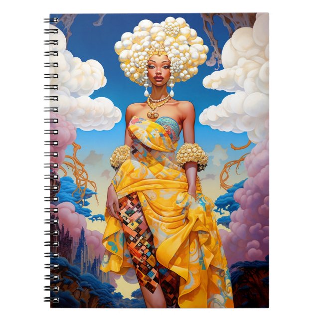 Lady In Surreal World African American Art Notebook (Front)