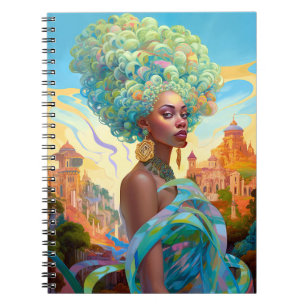 Lady In Surreal World African American Art Notebook