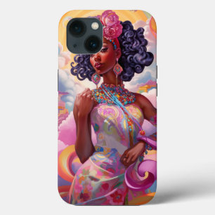 Lady In Surreal World African American Art Pink iPhone 13 Case