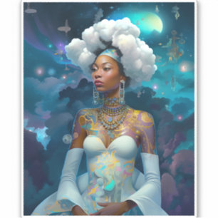 Lady In Surreal World Cosmic African American Art