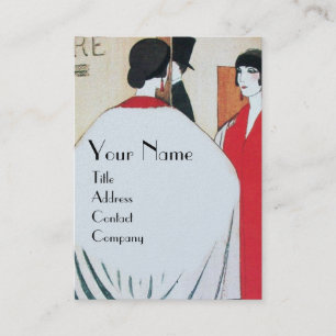 LADY IN THE MIRROR ,ART DECO BEAUTY FASHION BUSINESS CARD