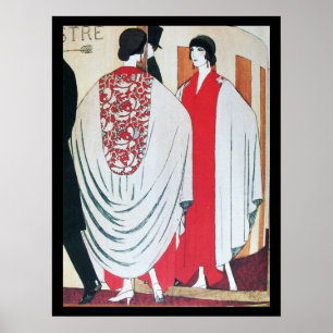 LADY IN THE MIRROR ,ART DECO BEAUTY FASHION POSTER