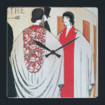 LADY IN THE MIRROR Art Deco Beauty Fashion  Square Wall Clock<br><div class="desc">Vibrant , classy French Art Deco high fashion illustration.Design with a beautiful lady in fhe mirror , in black white , red colours .Cool , modern and artistic design perfect for, theatrical make up artists, costumers , boutique owners, theatre actresses, models, cosmeticians, cosmetologists, hair dresser, stylish hair stylist, perfume, personal...</div>