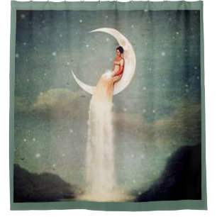 LADY IN THE MOON SHOWER CURTAIN