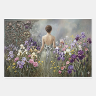 Lady in the purple meadow Decoupage Wrapping Paper Sheet