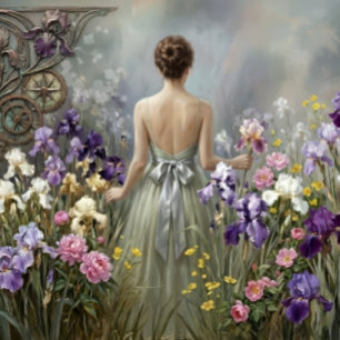 Lady in the purple meadow Decoupage Wrapping Paper Sheet