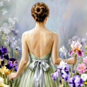 Lady in the purple meadow Decoupage Wrapping Paper Sheet