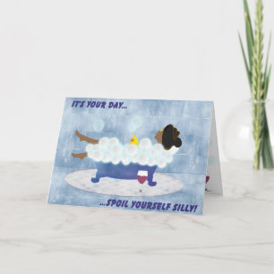 Lady In Tub In Blue Card