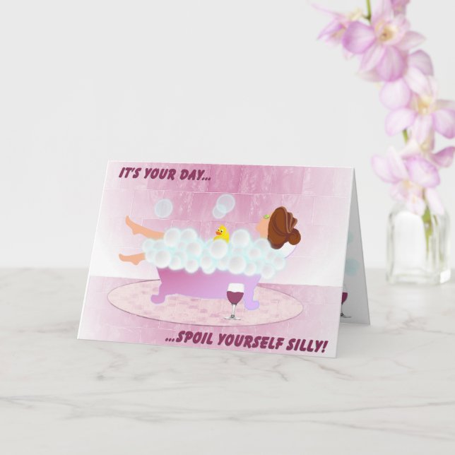 Lady In Tub In Pink Card (Orchid)