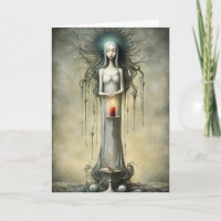 Lady in White with Red Candle Gothic Birthday