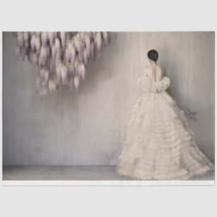 Lady in white with Wisteria Florals Portrait Art Tissue Paper