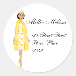 Lady In Yellow Classic Round Sticker