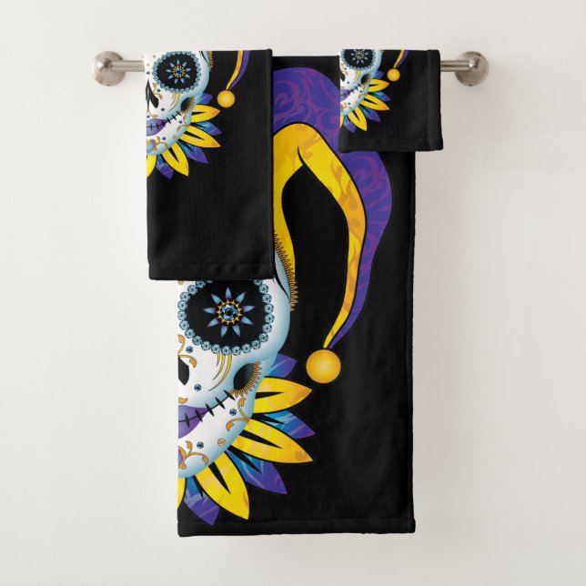 Lady Jester Skull Bath Towel Set (Insitu)