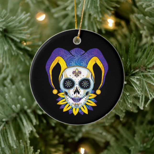 Lady Jester Skull Ceramic Tree Decoration (Tree)